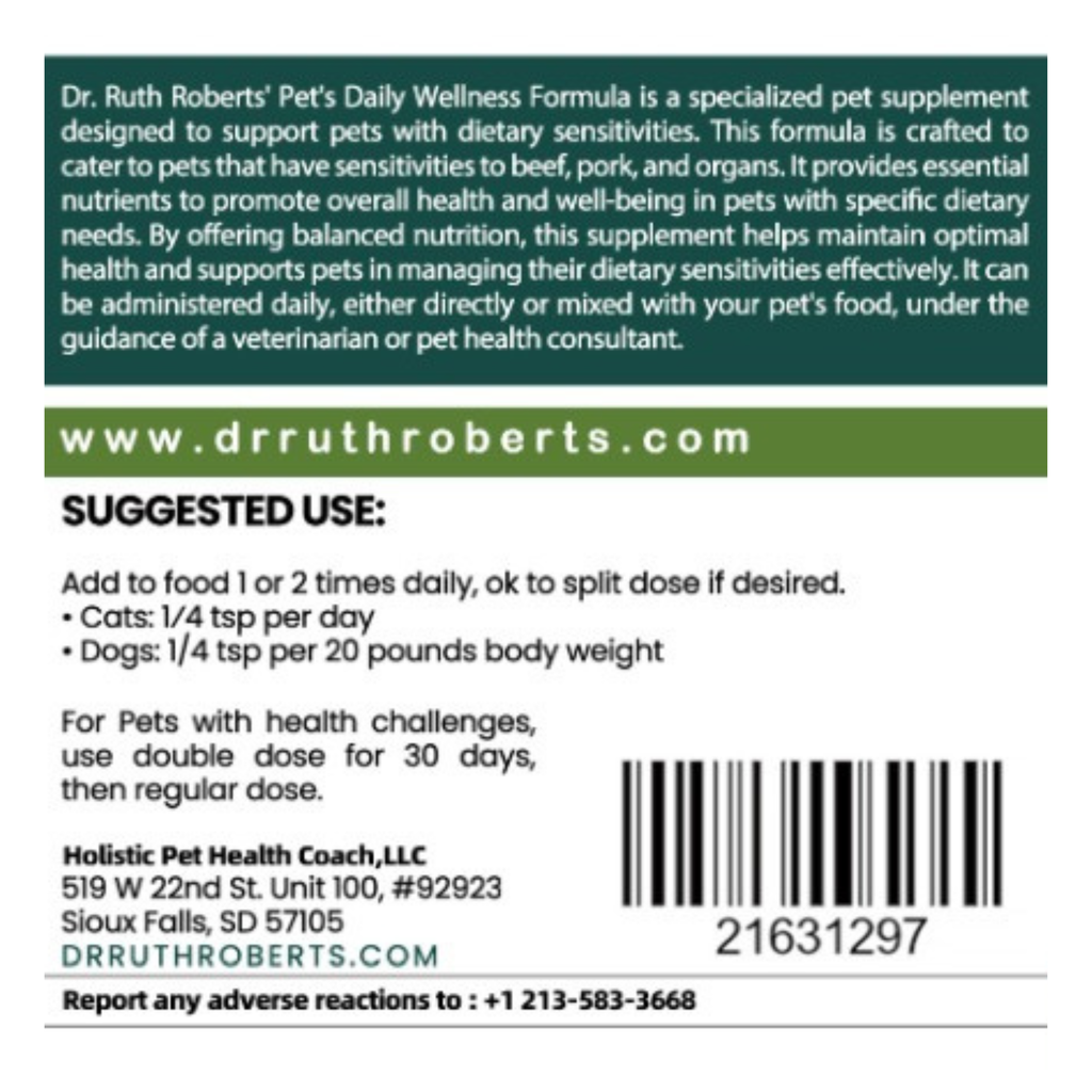 Pet's Daily Wellness Formula - For Pets With Pork/Beef Allergy